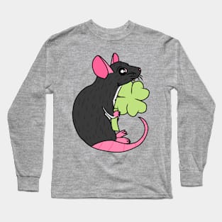 Lucky Clover Rat (Full Color Version 3) Long Sleeve T-Shirt